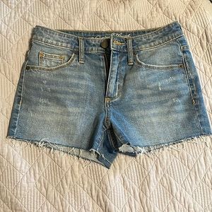 Distressed jean shorts